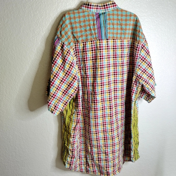 Robert Graham Short Sleeve Color Block Embroidered Shirt Sz Xl Tall - Picture 6 of 10